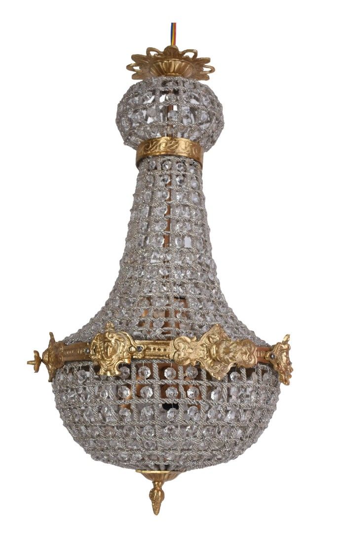 Candelabru Rococo din alama cu cristale