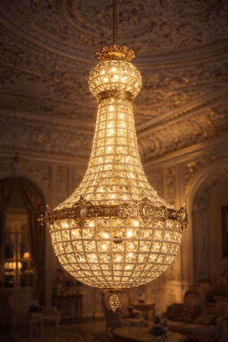 Candelabru Rococo din alama cu cristale