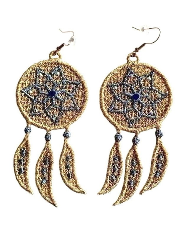 Cercei Dreamcatcher Auriu cu Cristale