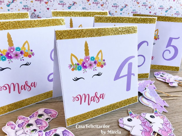 Numere masă botez fetițe - Unicorn
