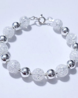 Bratara argint 925 cu cristal de gheata (criolit) si hematit