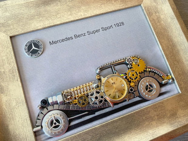 Mercedes Benz Super Sport 1928 Cod M 714・Tablou din piese si mecanisme vintage・Cadouri zi de nastere