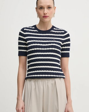 Tommy Hilfiger pulover cu mânecă scurtă pentru femei din bumbac