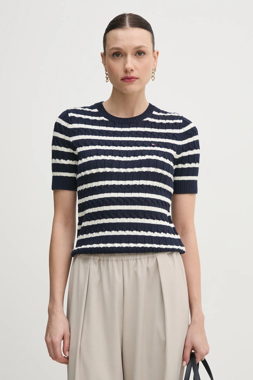 Tommy Hilfiger pulover cu mânecă scurtă pentru femei din bumbac