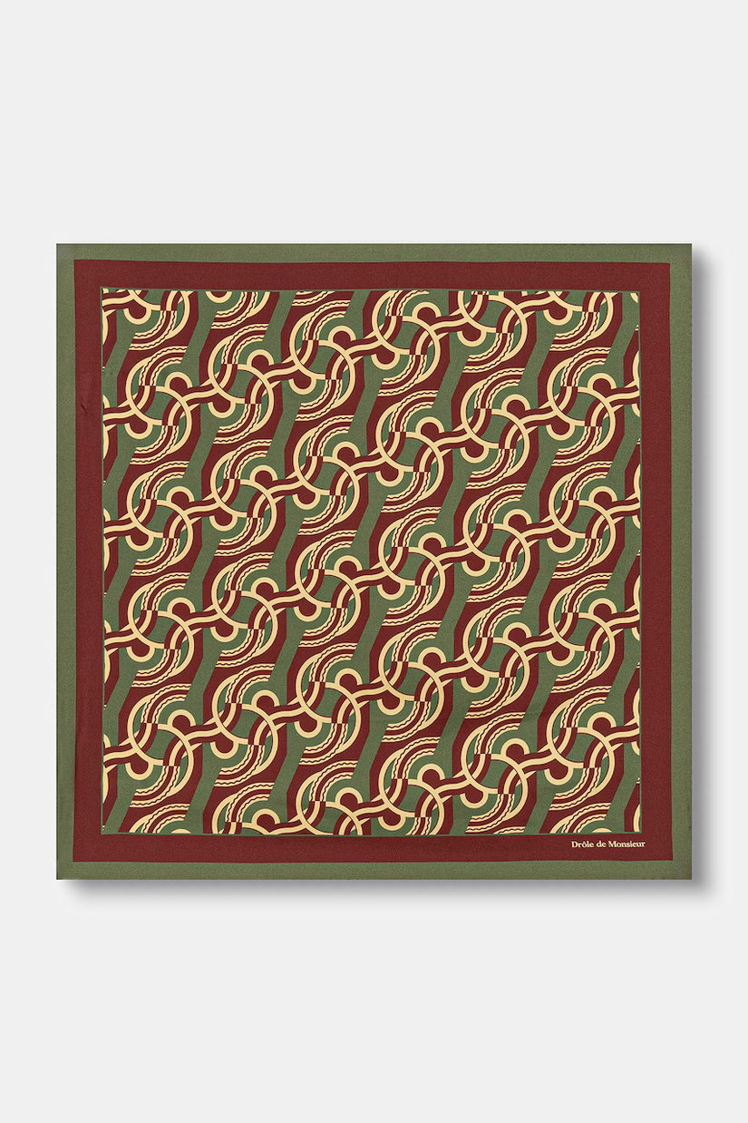 Drôle de Monsieur neckerchief pentru bărbați de mătase Chain Link Monogram