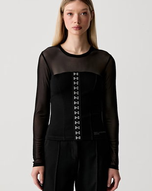 Karl Lagerfeld Jeans bluză cu corset pentru femei cu vâscoză