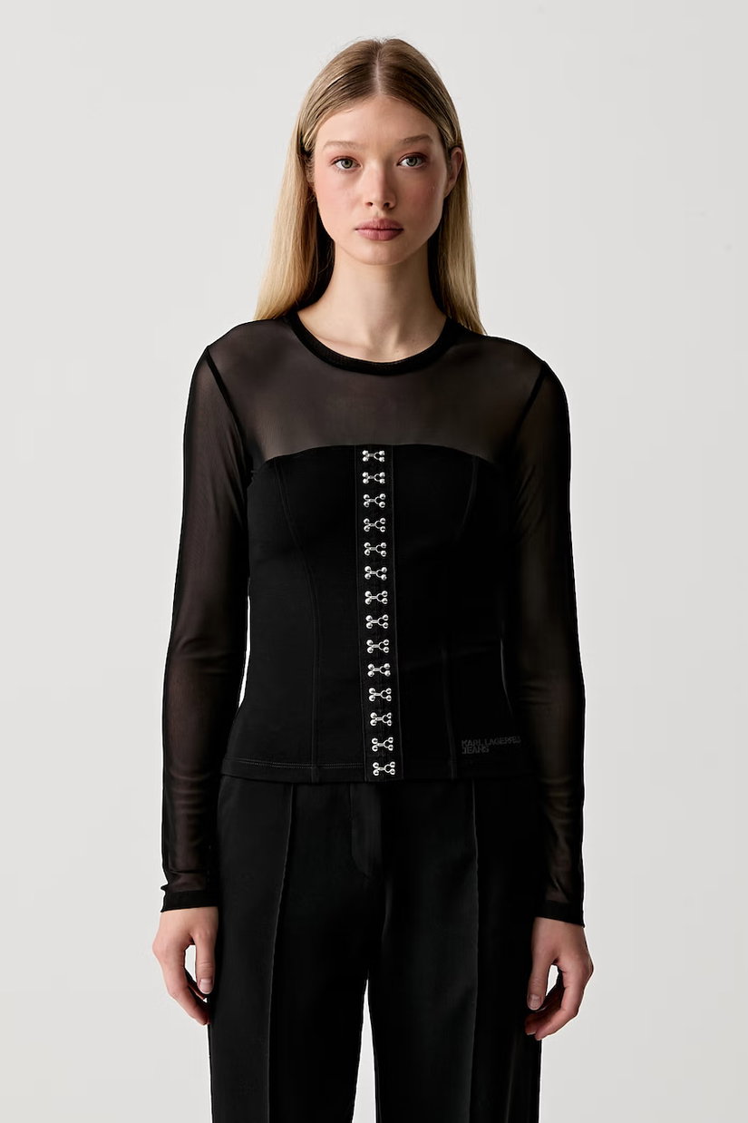 Karl Lagerfeld Jeans bluză cu corset pentru femei cu vâscoză