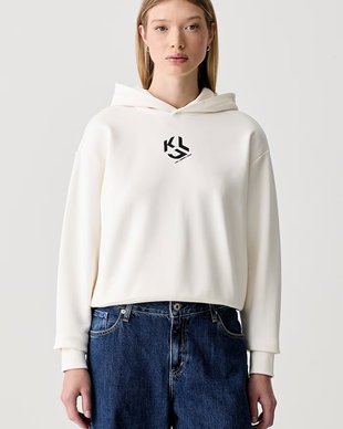 Karl Lagerfeld Jeans hanorac cu glugă pentru femei cu bumbac
