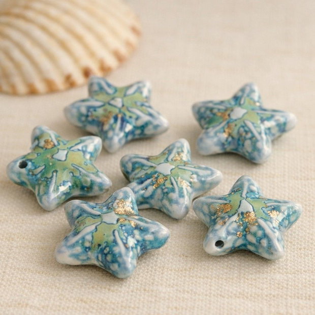 Margele portelan stea de mare albastra 20mm MG.0301