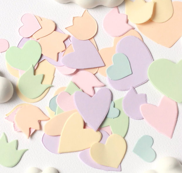 Set 10buc pungute confetti - forma inima si flori