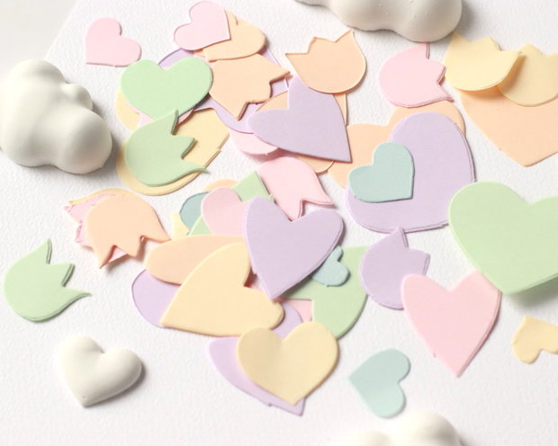 Set 10buc pungute confetti - forma inima si flori