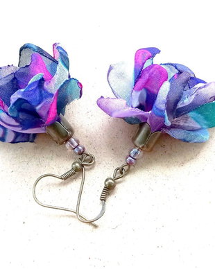 cercei  clopoței de flori violet indigo