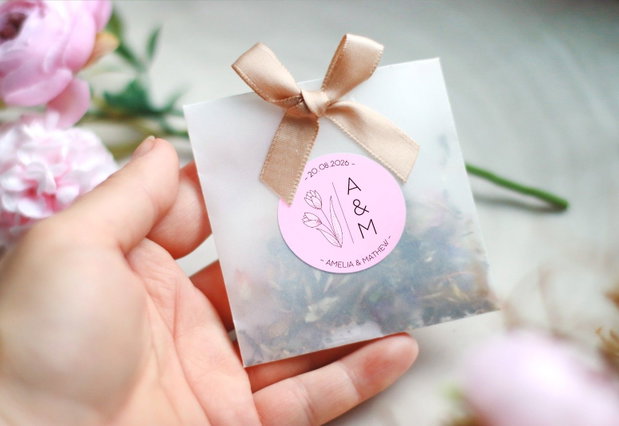 Set 10buc pungute confetti - seminte si petale de flori - sticker personalizabil