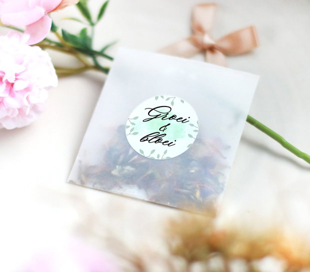 Set 10buc pungute confetti - seminte si petale de flori - sticker personalizabil