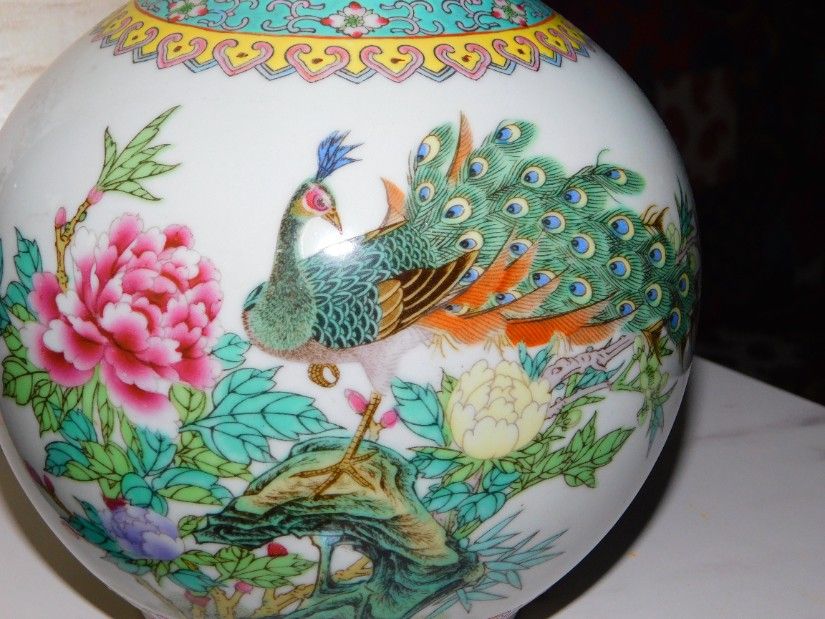 vaza original China, portelan pictat manual, interbelica, spectaculoasa