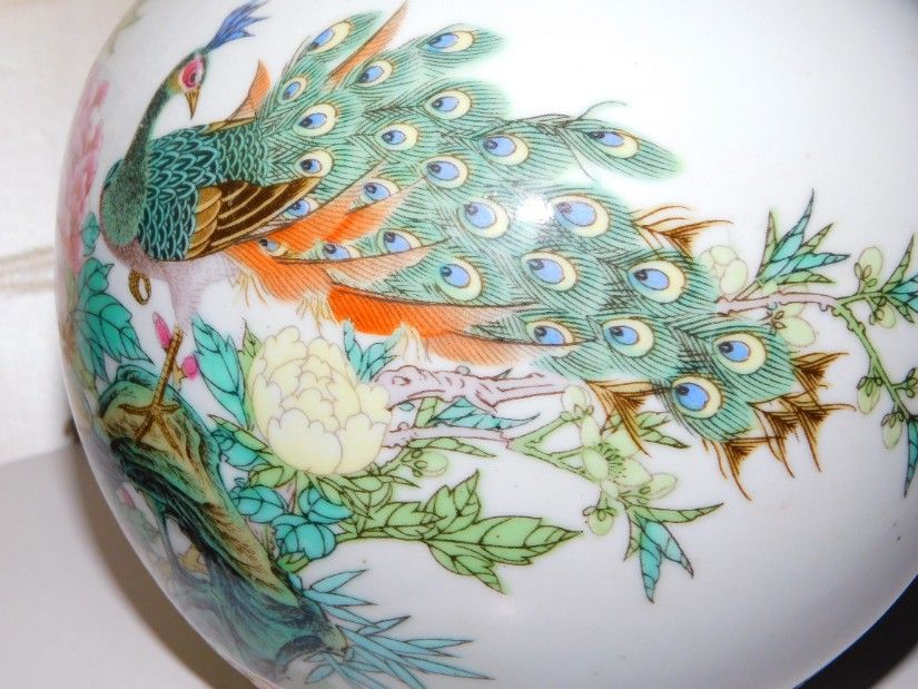 vaza original China, portelan pictat manual, interbelica, spectaculoasa