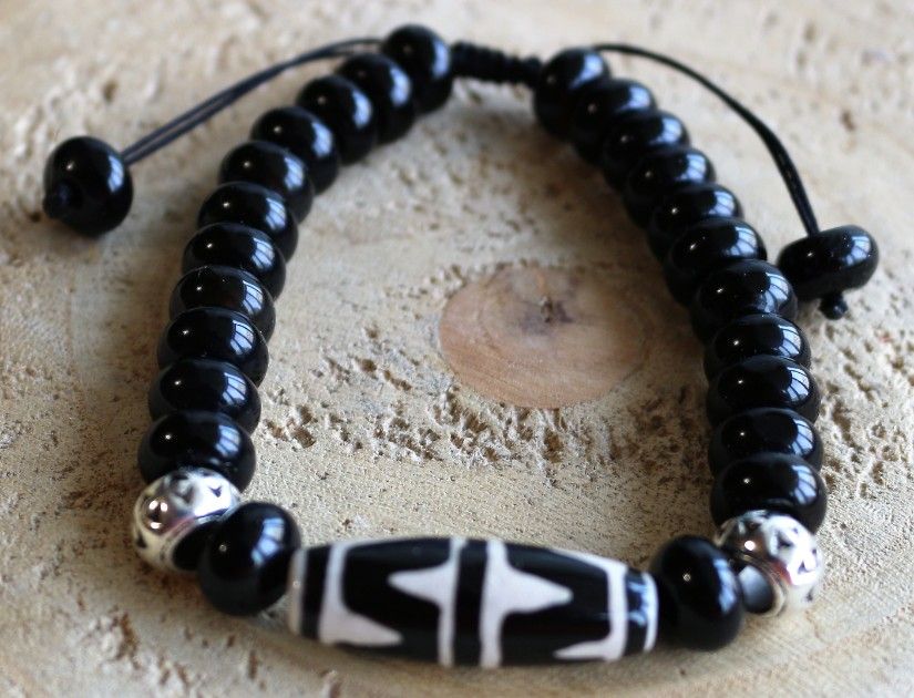 Bratara pe ata cu agata dzi /bratara barbateasca/bratara unisex/bratara talisman/prosperitate
