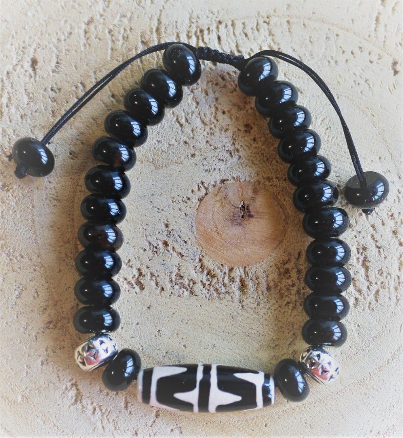 Bratara pe ata cu agata dzi /bratara barbateasca/bratara unisex/bratara talisman/prosperitate