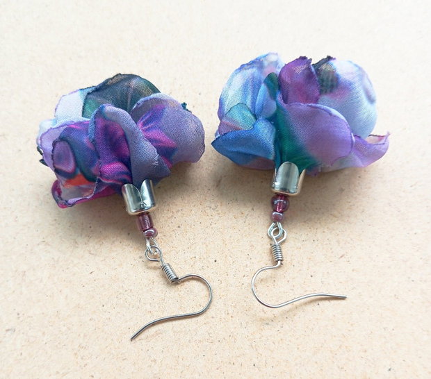 cercei clopoței de flori violet indigo argintii