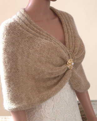 Șal  din Mohair și Mătase Bej  Auriu   Șal elegant pentru Nunți și Ocazii