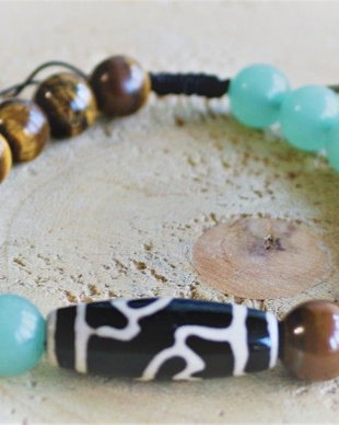 Bratara pe ata cu agata dzi /bratara barbateasca/bratara unisex/bratara talisman/prosperitate