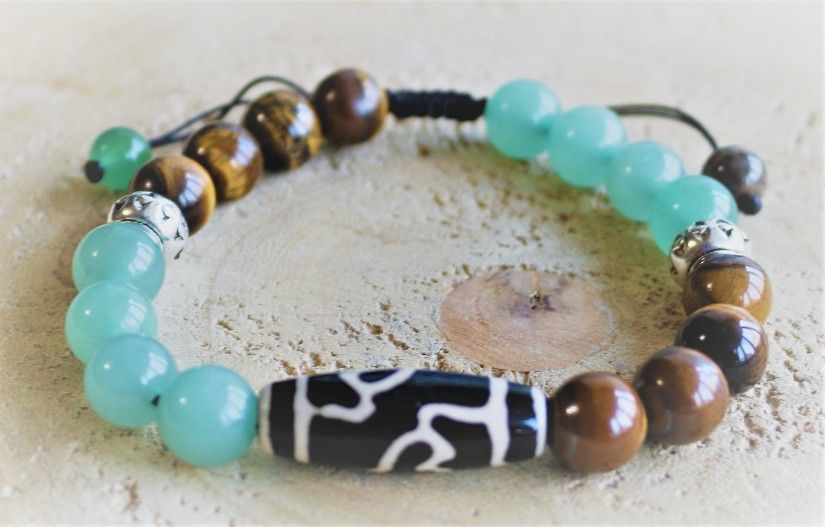 Bratara pe ata cu agata dzi /bratara barbateasca/bratara unisex/bratara talisman/prosperitate