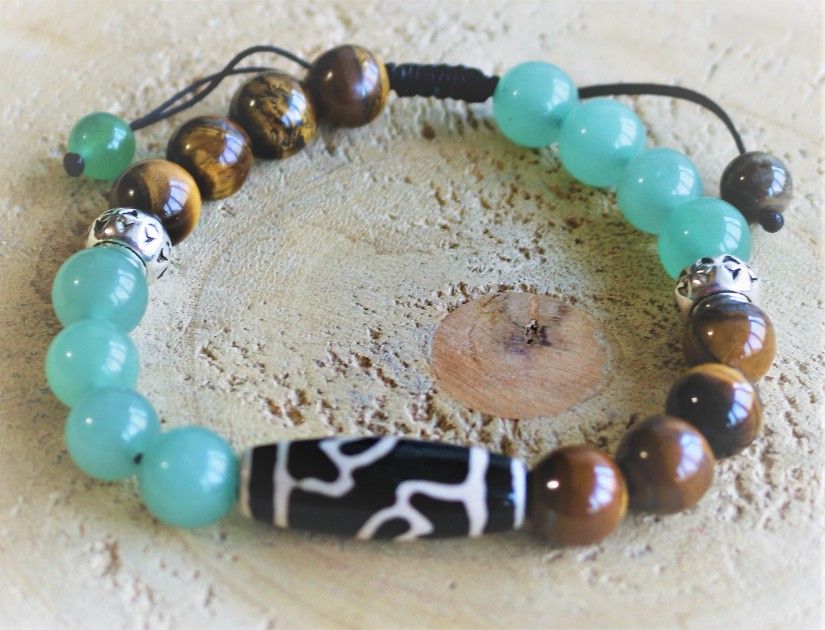 Bratara pe ata cu agata dzi /bratara barbateasca/bratara unisex/bratara talisman/prosperitate
