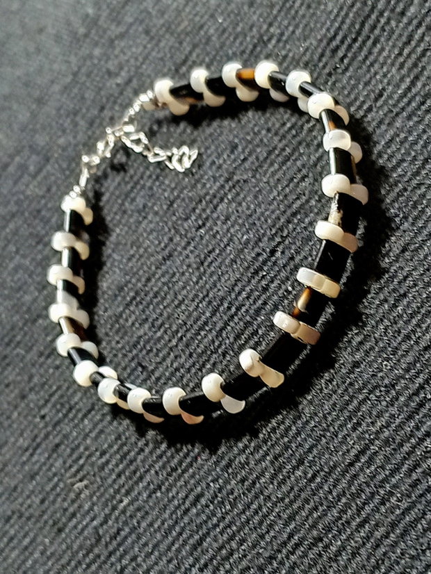Bratara argint onix sidef boho chic trendy
