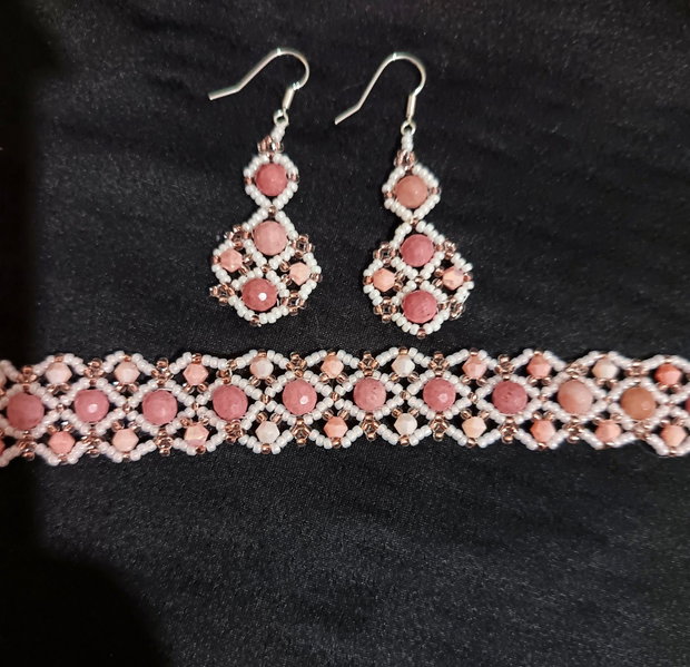 Set cercei si bratara rodocrozit