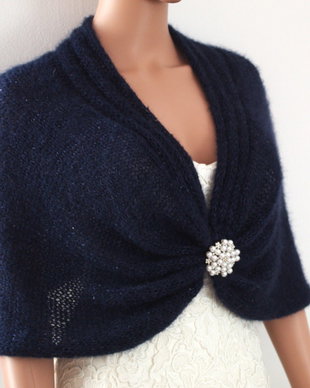 Șal  din Mohair și Mătase Bleumarin   Șal elegant pentru Nunți și Ocazii