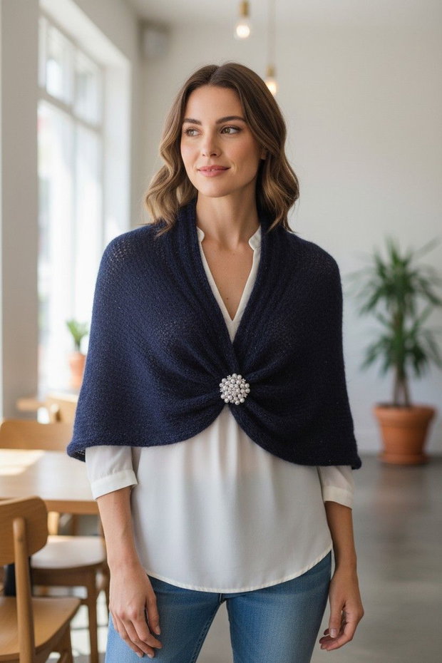 Șal  din Mohair și Mătase Bleumarin   Șal elegant pentru Nunți și Ocazii
