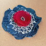 brosa denim și floare rosie 13 cm