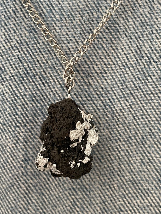 Handmade Colier lava rock si perla