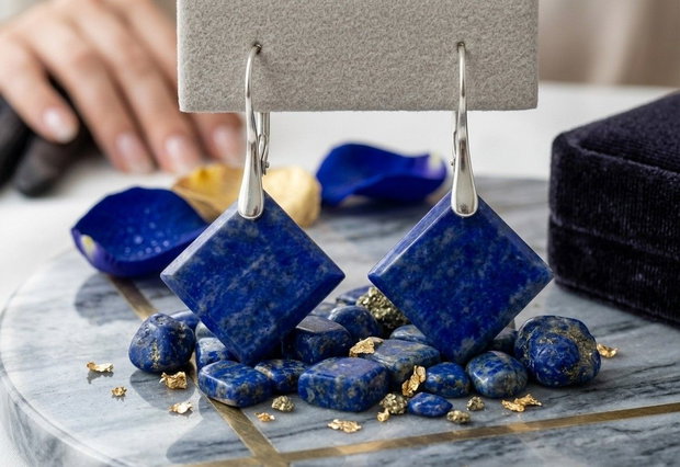 Cercei Lapis lazuli si Argint 925 - CE1527 - cercei albastri, cadou iubita, cadou prietena, cristale vindecatoare, cristaloterapie, cadou romantic, bijuterii lapis lazuli, cercei cadou, bijuterii cadou