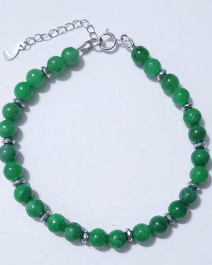 Bratara argint 925 cu calcedonie verde si hematit