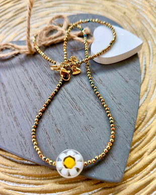 Colier CHOKER hematite aurii fine & piesa Millefiori