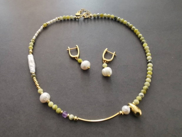 Set colier serpentin si perle de cultura CP52