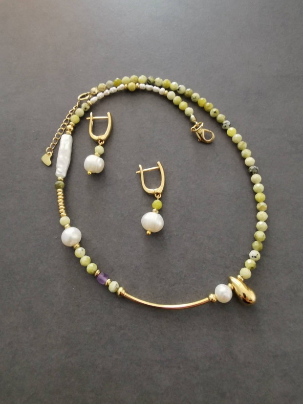 Set colier serpentin si perle de cultura CP52