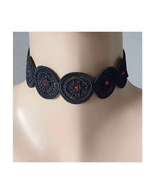 Colier Choker Negru cu Cristale