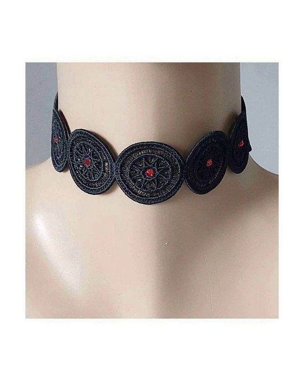 Colier Choker Negru cu Cristale
