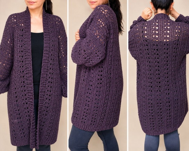 Cardigan Oversized Crochet Mocca