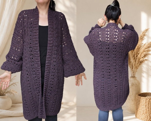Cardigan Oversized Crochet Mocca