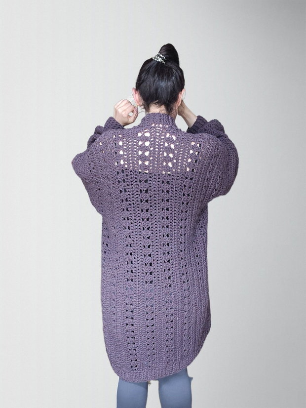 Cardigan Oversized Crochet Mocca