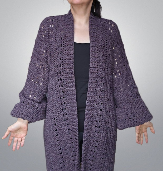 Cardigan Oversized Crochet Mocca