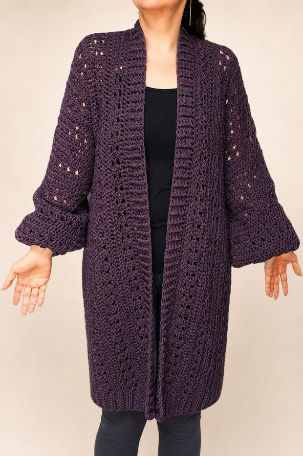 Cardigan Oversized Crochet Mocca