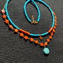 Colier vermeil turcoaz reconstruit si natural brioleta jasp rosu heishi stelute charm argint placat cu aur steluta lant vermeil minimalist boho chic trendy