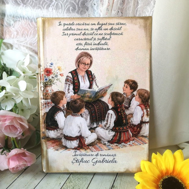 Agenda personalizata cadou educatoare, invatatoare - tema romanasi
