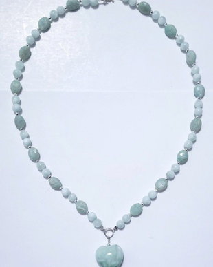 Colier argint 925 cu larimar verde, amazonit si hematit