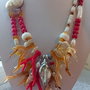 Colier coral,chihlimbar,sidef,perle cultura