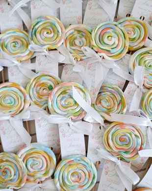 Mărturii acadea spirală colorate nuntă / botez